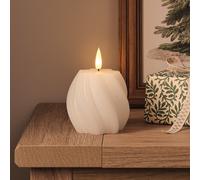 Bougie TruGlow® Blanche Motif Flocon Finition Torsadée à LED avec Télécommande