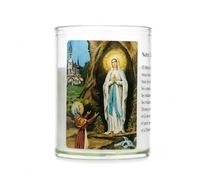 Bougie veilleuse de Notre Dame de Lourdes avec prière - Bougie Chrétienne - Culte Chrétien en