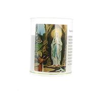 Bougie veilleuse de Notre Dame de Lourdes avec prière - Boutique Chrétienne - Culte Chrétien en
