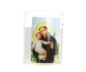 Bougie veilleuse de Saint Antoine avec prière - Bougie de dévotion - Culte Chrétien en