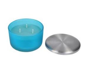 bougie verrine ø13*h8.5cm tropical parfum pluie d'été bleu G