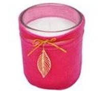 Bougie verrine parfumée - Boudoir gold - D 7,7 cm x H 8 cm - Rose fuchsia Rose