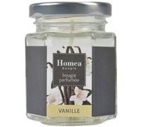 Homéa, Bougie Verrine avec Couvercle Métal 5,4 x 5,4 x 7,2 cm Essentiel Parfum Vanille