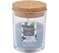 Homéa, Bougie Verrine avec Couvercle Liege D7 x 8,7 cm Essentiel Parfum Fleur de Coton