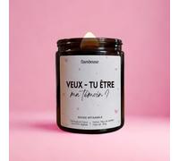 Bougie Veux-tu être ma témoin ? - Cadeau demande témoin mariage - Bougie message mariage - Bougie parfumée cire végétale - 30h - Fabriquée en France (Monoï)