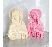 Bougie Vierge Marie, Sculpture Buste Femme Gothique, Cadeau Personnalisé Mariage (rose pastel)