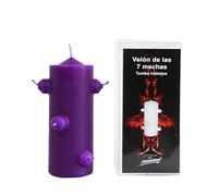 Bougie violette 7 mèches pour rituels de nettoyage spirituel et de transmutation • 16 cm de haut x 5,5 cm de large • Bougie ésotérique pour évolution intérieure, protection psychique et coupes