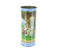 Bougie Votive Apparition de Lourdes et prière 14,5 cm bleue - Bougie Votive - Culte Chrétien en Cire végétale