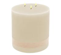 Bougie XL 3 mèches 14 cm non parfumée - champagne - Bougie ronde nature inodore grande