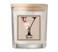 Bougie Yvette Lettre Fleur | Candle | Idée Cadeau Anniversaire Famille Travail Départ Collègue Retraite Noël