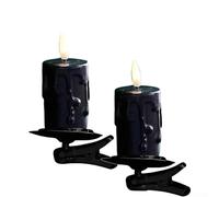 Bougies 3D élégantes et réalistes à clipser avec motif de sécurité sans flamme pour arbres de Noël et décorations diverses (noir)