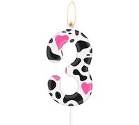 Bougies 3e d'anniversaire de vache rose,Bougie numéro 3 pour gâteau,3e Décora d'anniversaire pour filles garçons,Toppers de gâteau de vache, Animaux de ferme à thème pour les cowgirls Cowboy Party