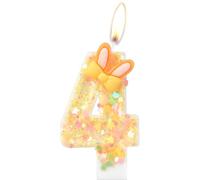 Bougies 4e d'anniversaire de lapin,Bougie orange numéro 4 pour gâteau,4e décorations d'anniversaire de filles garçons,lapin pour les décora de fête à thème de lapin,Fournitures de fête de Pâques