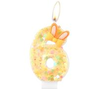 Bougies 6e d'anniversaire de lapin,Bougie orange numéro 6 pour gâteau,6e décorations d'anniversaire de filles garçons,lapin pour les décora de fête à thème de lapin,Fournitures de fête de Pâques
