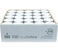 Bougies à chauffe-plat, blanc, durée de combustion env. 5h, 18/38 mm, enveloppe en aluminium, 100 pièces par emballage