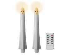 Bougies À Cône Sans Flamme Halloween Ghost, Conception Sans Sans, 2x2x24cm, Bougies À Cône À LED Décoration Du Dîner D'Halloween, Chandelle De Flamme De Scintillement, Batterie, Pour Int