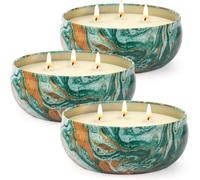 Bougies À La Citronnelle Pour L'Extérieur - 3 Bougies En Étain À 3 Mèches De 400 Ml Pour Jardin, Terrasse, Combustion Jusqu'À 270 Heures, Bougies À La Cire De Soja Naturelle Et À La Citronnelle En Vr