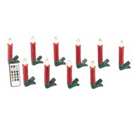 Bougies à LED pour sapin de Noël avec télécommande infrarouge - x10 - rouge