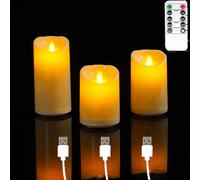 Bougies à mèche mobile décoratives LED avec télécommande, Charge USB, 10/12, 5/15 cm, bougies d'église dansante rechargeables, 1 ou 3 pièces 1 pcs 12 cm height