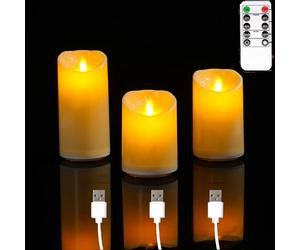 Bougies à mèche mobile décoratives LED avec télécommande, Charge USB, 10/12, 5/15 cm, bougies d'église dansante rechargeables, 1 ou 3 pièces 1 pcs 15 cm height