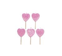 Bougies à paillettes en forme de cœur Rose