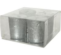 Bougies à tête ronde en cire 4,3 x 4,7cm argent métallique, 4 pièces
