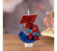 Bougies amusantes en forme de super-héros Spider-Man 0-9, motif de dessin animé mignon, pour fête d'anniversaire, décoration de gâteau, cadeaux pour enfants. Number 2