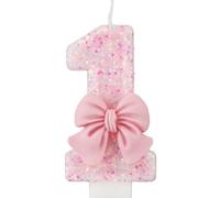 Bougies Anniversaire 0-9, 7,5cm Rose Noud Bougie Chiffre, Décorations de Gâteau pour Enfants, Filles, Adultes, Anniversaire, Mariage, Anniversaire, Fournitures de Fête(1)