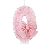 Bougies Anniversaire 0-9, 7,5cm Rose Noud Bougie Chiffre, Décorations de Gâteau pour Enfants, Filles, Adultes, Anniversaire, Mariage, Anniversaire, Fournitures de Fête(0)