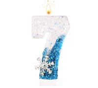 Bougies Anniversaire 0-9, Flocon de Neige Paillettes Bougie Chiffre, Blanches et Bleues Décorations de Gâteaux pour Enfants, Adultes, Anniversaire, Mariage, Anniversaire, Fournitures de Fête (7)