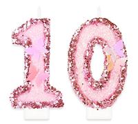 Bougies Anniversaire 10 ans, Papillon Bougies Anniversaire, Pink Bougies d'anniversaire Personnalisées, Décorations de Anniversaires Gâteaux pour Enfants Adulte