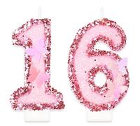 Bougies Anniversaire 16 ans, Papillon Bougies Anniversaire, Pink Bougies d'anniversaire Personnalisées, Décorations de Anniversaires Gâteaux pour Enfants Adulte