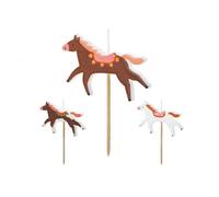 Bougies Anniversaire - 73 - Cheval - Lot de 3 - Marron - 5,8x4cm