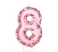 Bougies Anniversaire 8 ans, Papillon Bougies Anniversaire, Pink Bougies d'anniversaire Personnalisées, Décorations de Anniversaires Gâteaux pour Enfants Adulte