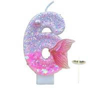 Bougies Anniversaire - Bougie Queue De Poisson Pailletée Rose | Bougies Chiffres | Décoration Gâteau Fête Pour Filles & Femmes | Chiffres 0-9, Fournitures Anniversaire Originales, Accessoires Fête Mig