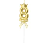 Bougies Anniversaire, Bougies Chiffres 3D Pour Anniversaire, Chiffre 8 Bougies Chiffres Anniversaire Décoration Couronne Et Noeud Pour Décoration Gâteaux Anniversaire, Tons Dorés