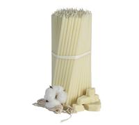Bougies blanches en cire d'abeille n° 60 - 150 pièces - longueur 20,5 cm, Ø 6,7 mm, durée de combustion 80 min - Bougies rituelles 100 % cire d'abeille fabriquées à la main - Ne gouttent pas