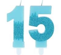 Bougies Bleues Pour 15e Anniversaire, Numéro 15 Bleu - Décorations De Gâteau De La Reine Des Neiges - Bougies Bleues Pailletées Pour Décoration De Gâteau D'anniversaire De Mariage Pour Fille[Z7365]