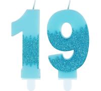 Bougies Bleues Pour 19e Anniversaire,Numéro 19 Bleu-Décorations De Gâteau De La Reine Des Neiges-Bougies Bleues Pailletées Pour Décoration De Gâteau D'anniversaire De Mariage Pour Filles Et