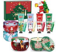 Bougies cadeaux pour femme, 4 bougies parfumées de Noël, 4 mini lotion crème pour les mains et 4 blam à lèvres pour femme, cadeau idéal pour une fête, cadeau de Noël pour maman, collègue, enseignante