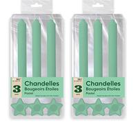 BOUGIES CHANDELLES X 3 SUPPORTS ETOILE VERT (Lot de 2)