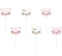 Bougies chaton 6 pièces blanc-rose-or 2 cm