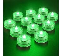 Bougies chauffe-plat à LED sans flamme, mini lumière sous-marine, 100 heures de lumières LED pour bassin, aquarium, vase, baignoire, spa, fête (lot de 12, vert)