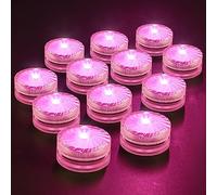 Bougies chauffe-plat à LED sans flamme, mini lumière sous-marine, 100 heures d'éclairage LED pour bassin, aquarium, vase, baignoire, spa, fête (12 pièces, rose)