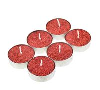 Bougies chauffe-plat avec paillettes rouges - 6 pièces