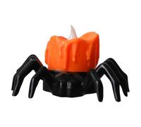Bougies chauffe-plat LED décoratives pour Halloween - Fonctionne avec piles - Sans flamme - Avec lumière vacillante - Mini veilleuse pour décoration de table, fête, étagère, intérieur - Jolie araignée