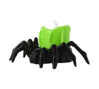Bougies chauffe-plat LED décoratives pour Halloween - Fonctionne avec piles - Sans flamme - Avec lumière vacillante - Mini veilleuse pour décoration de table, fête, étagère, intérieur - Jolie araignée