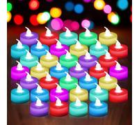 Bougies Chauffe-plat LED, Lot De 48 Bougies LED, Bougies LED Sans Flamme, Bougie Chauffe Plat LED Couleur, Bougies Chauffe-plat à LED Sans Flamme pour Noël, Halloween, Mariage, Fête