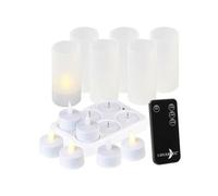 Lunartec 6 bougies chauffe-plat à LED rechargeables et télécommandées avec photophores