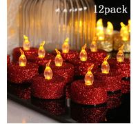 Bougies chauffe-plat noires scintillantes à piles LED scintillantes argentées pour cadeau de Noël mariage festival déP190